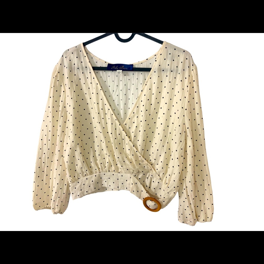 Blue rair blouse polka dots🐝